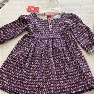 Purple Patterned Kids Casual Dress